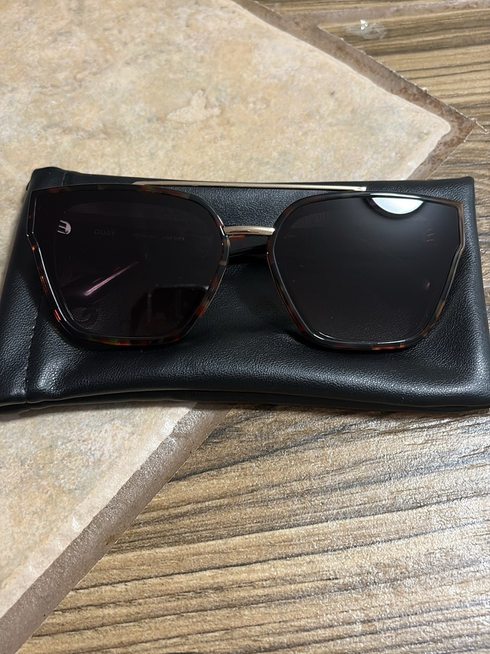 Quay Australia Tortoiseshell Frame Sunglasses with Black Lenses